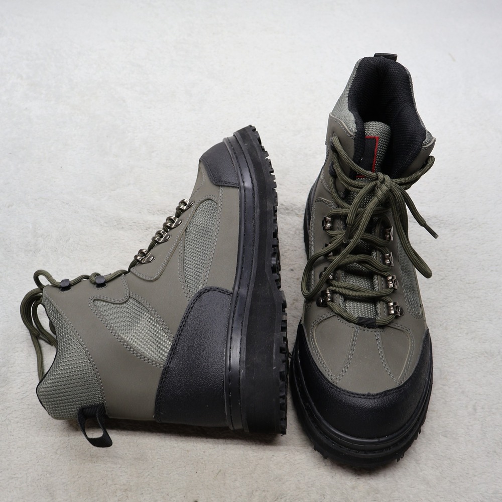 8Fans Mens 10 Hiking Boots Black All Terrain Utility Lug Sole Lace FSW-20231205